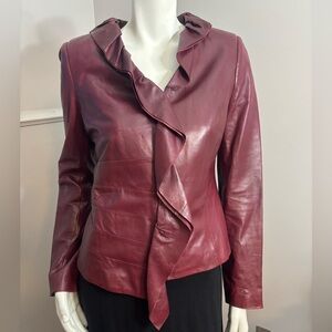 Escada “Lulou” Burgundy Lambskin Leather jacket, size EU 36